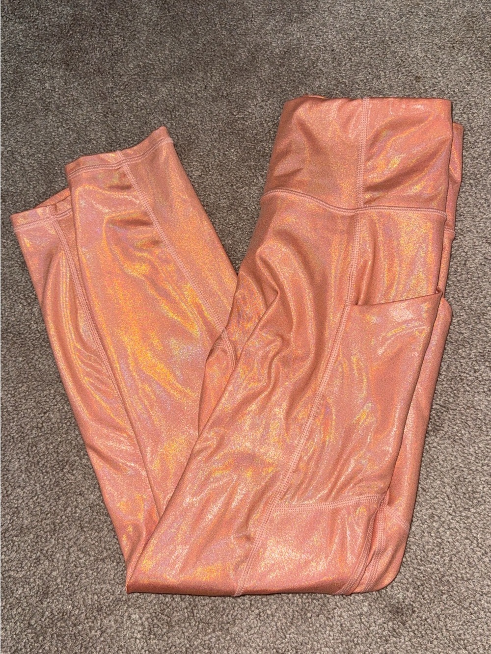 Fabletics Shimmery Peach Leggings with Side Pocket